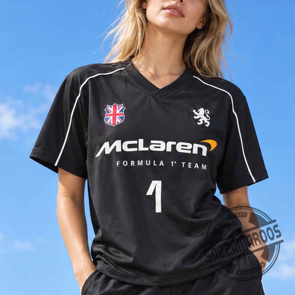 McLaren Formula 1 Team Lando Norris #1 Black V-Neck Mesh Jersey Shirt (2) McLaren Formula 1 Team Lando Norris #1 Black V-Neck Mesh Jersey Shirt – image 2 of 3