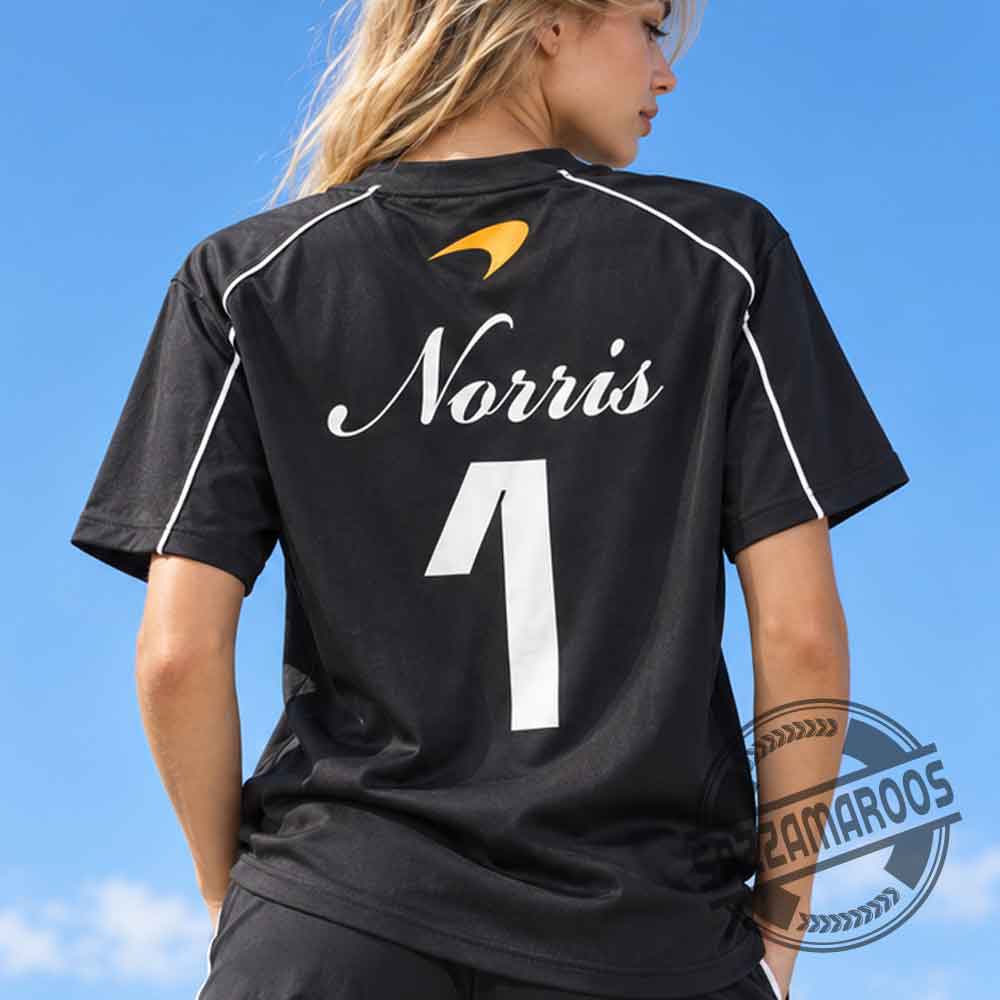 McLaren Formula 1 Team Lando Norris #1 Black V-Neck Mesh Jersey Shirt (3) McLaren Formula 1 Team Lando Norris #1 Black V-Neck Mesh Jersey Shirt – image 3 of 3