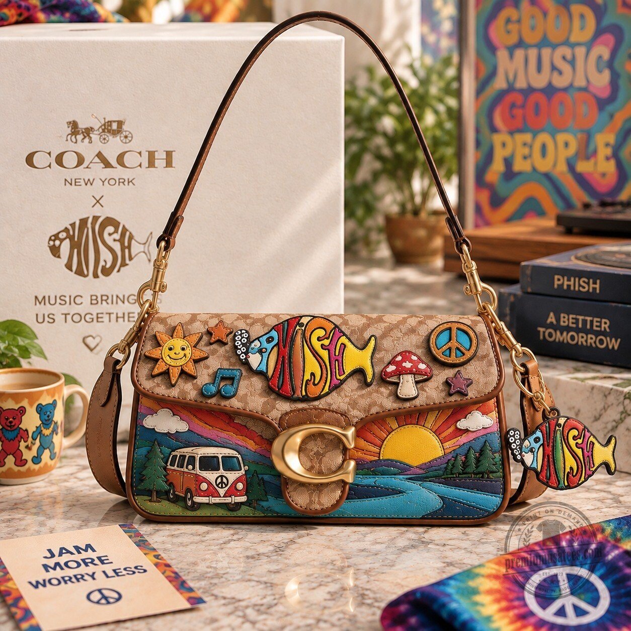 Coach New York Phish Music Brings Us Together Shoulder Bag