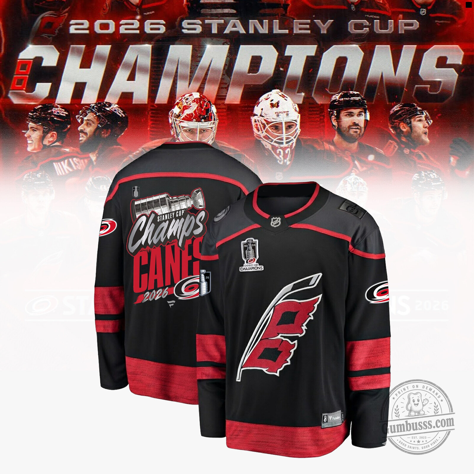 2026 Stanley Cup Champions Jersey - Limited Edition C.Hurricanes Hockey Apparel