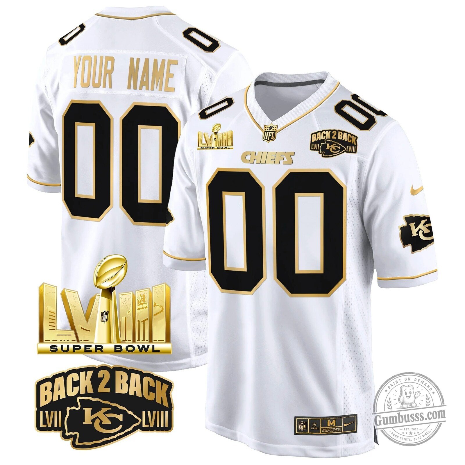 Kansas City Chiefs Super Bowl LVIII Back 2 Back Black Football Jersey 8 Kansas City Chiefs Super Bowl LVIII Back 2 Back Black Football Jersey