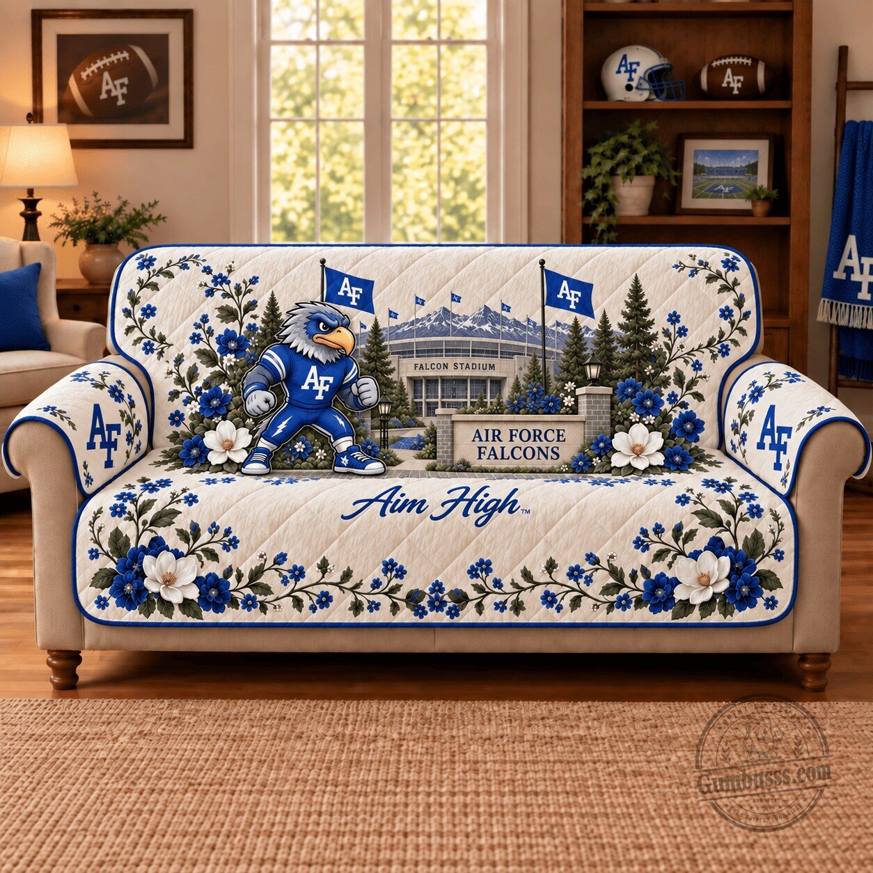 Air Force Falcons Football Stadium Mascot Quilted Sofa Protector Cover