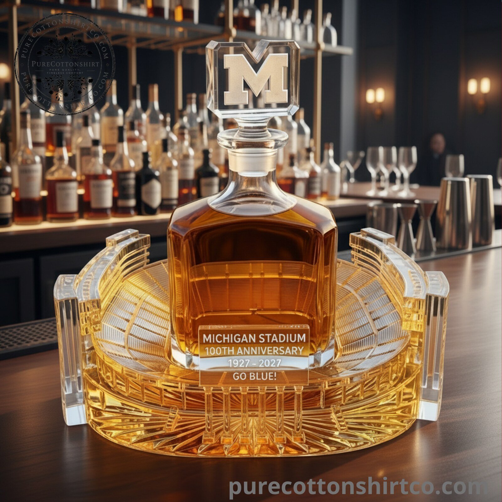 Michigan Stadium 100th Anniversary Decanter Whiskey Bottle - Go Blue Wolverines Decanter Bottle 4 Michigan Stadium 100th Anniversary Decanter Whiskey Bottle - Go Blue Wolverines Decanter Bottle