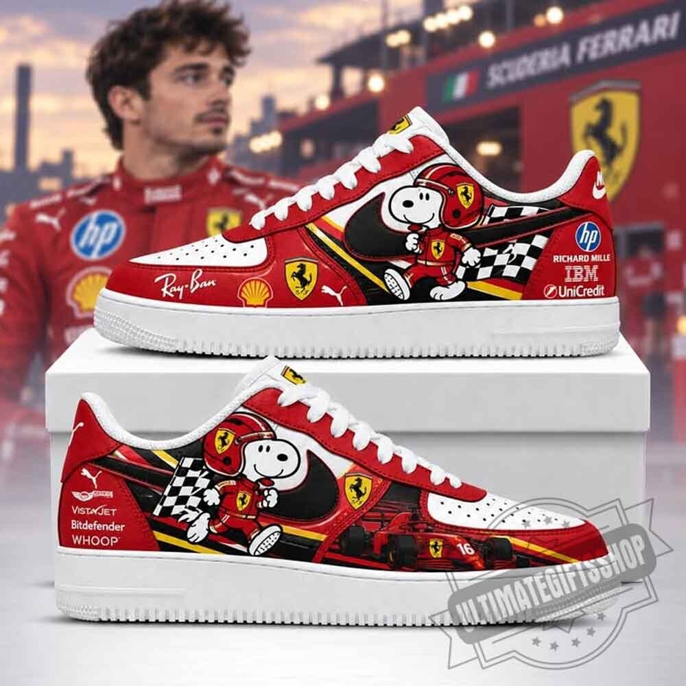Charles Leclerc F1 Ferrari Racing Snoopy Air Force 1 Sneakers 4 Charles Leclerc F1 Ferrari Racing Snoopy Air Force 1 Sneakers