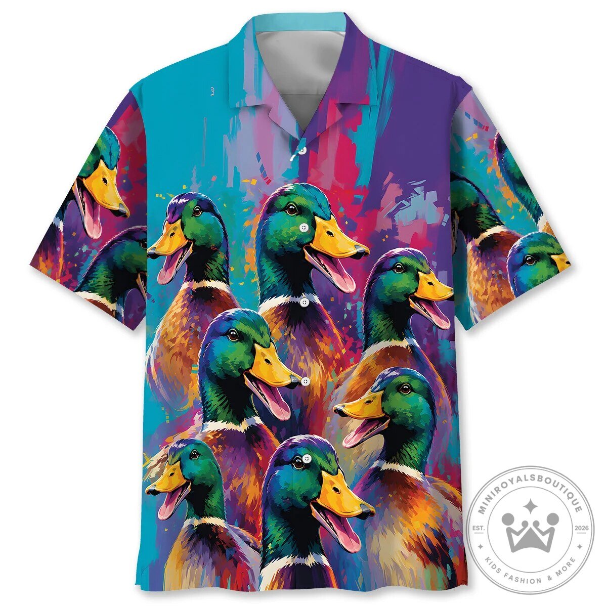 Colorful Mallard Duck Vintage Art Hawaiian Shirt for Men and Women