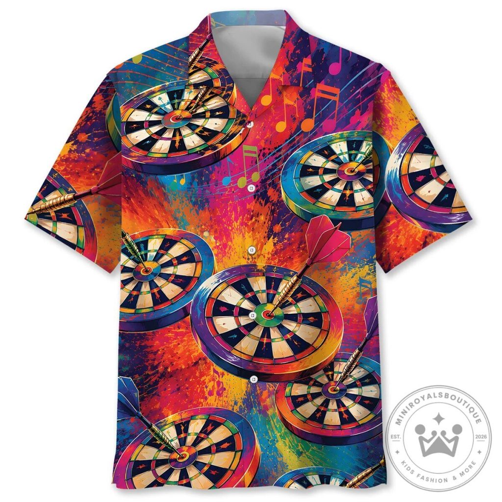 Colorful Dartboard Vintage Art Hawaiian Shirt for Men and Women