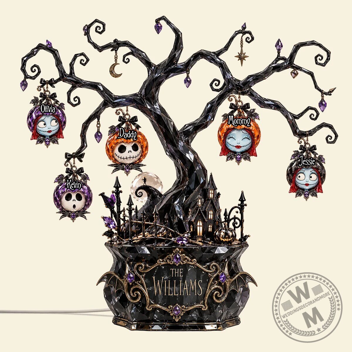 Nightmare Before Christmas Tree Light Box, Personalized Family Name Halloween Decor 6 Nightmare Before Christmas Tree Light Box, Personalized Family Name Halloween Decor