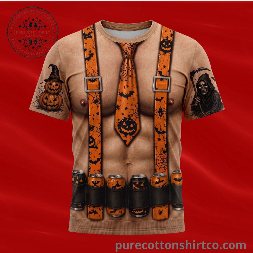 "Top 4 Unique Apparel Picks for Halloween and Celebrity Fashion" 18 Funny Halloween Chest Muscles Tie & Suspenders Shirt - 3D All Over Print Costume T-Shirt
