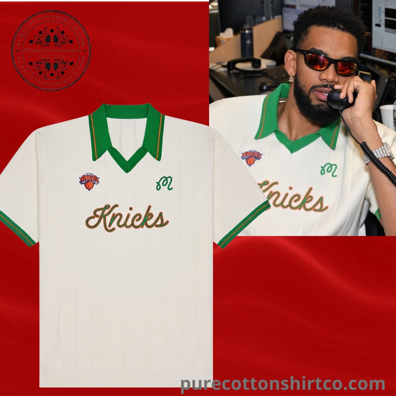 "Top 4 Unique Apparel Picks for Halloween and Celebrity Fashion" 5 Karl-Anthony Towns Malbon Golf x New York Knicks Cream Uptown V-neck Polo Shirt