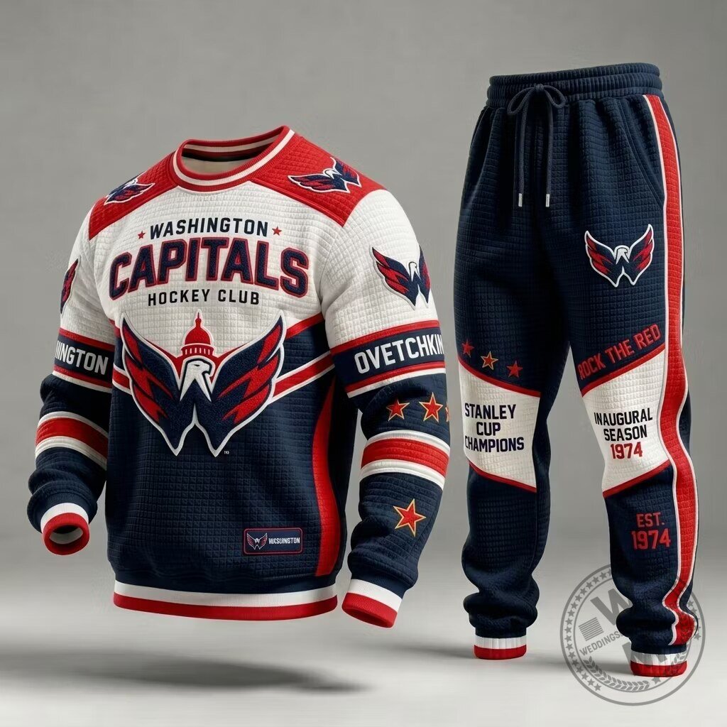 Washington Capitals Hockey Club Stanley Cup Champions Quilted Sweatshirt and Pants Set 1 Washington Capitals Hockey Club Stanley Cup Champions Quilted Sweatshirt and Pants Set