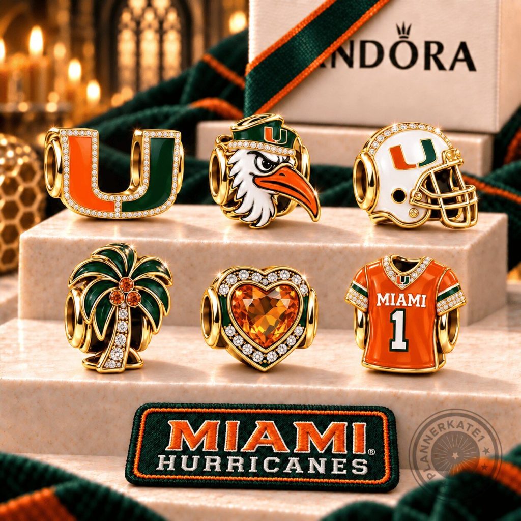 Miami Hurricanes Football Team Charm Bracelet Set Miami Hurricanes Football Team Charm Bracelet Set