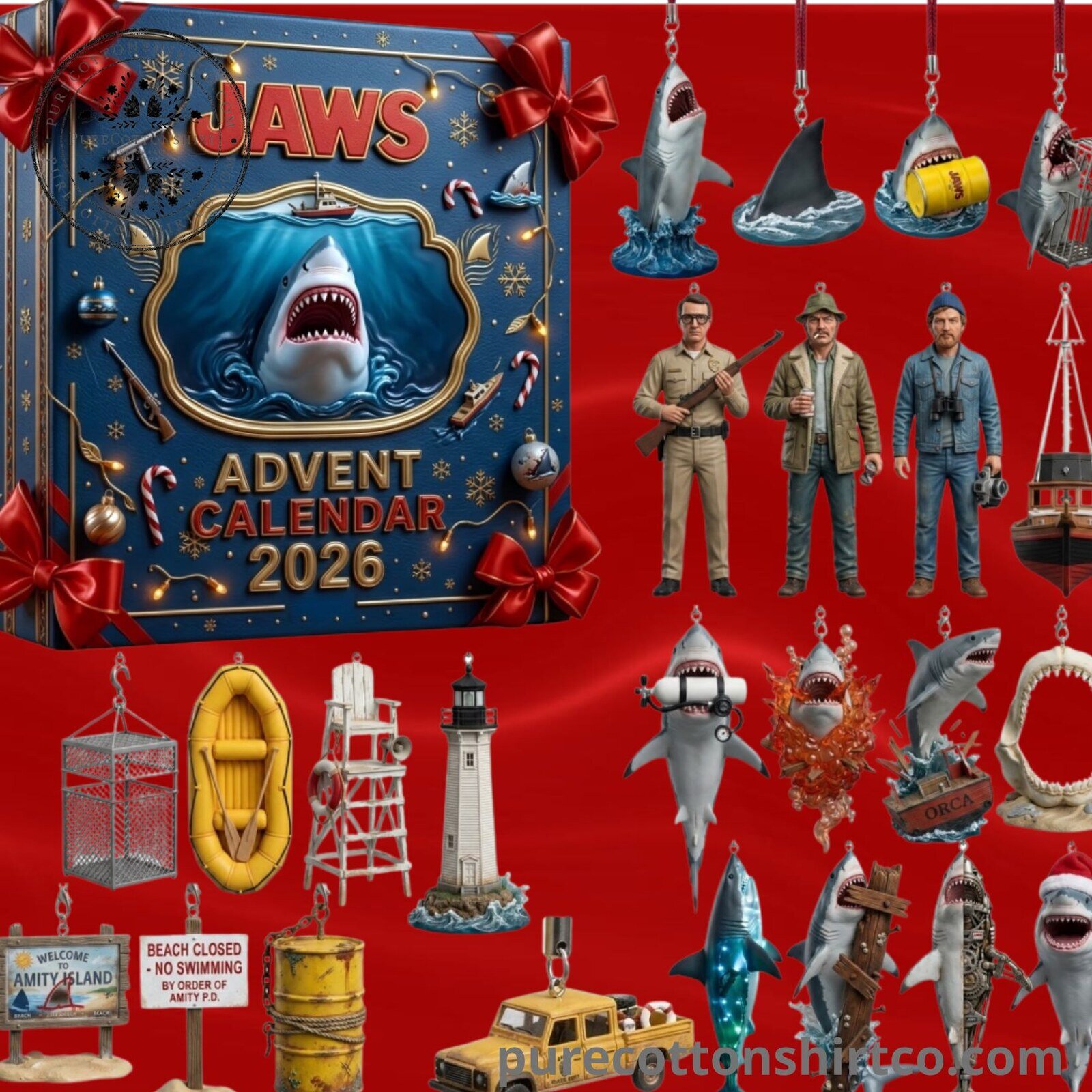 Jaws Movie Advent Calendar 2026 - 24 Days Flat Acrylic Ornaments Box