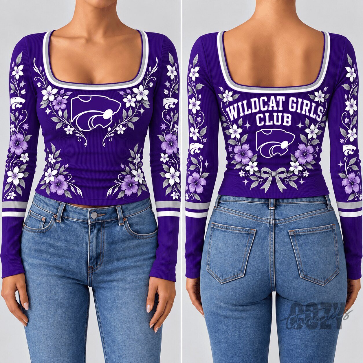Kansas State Wildcats Floral Women's Long Sleeve Shirt
