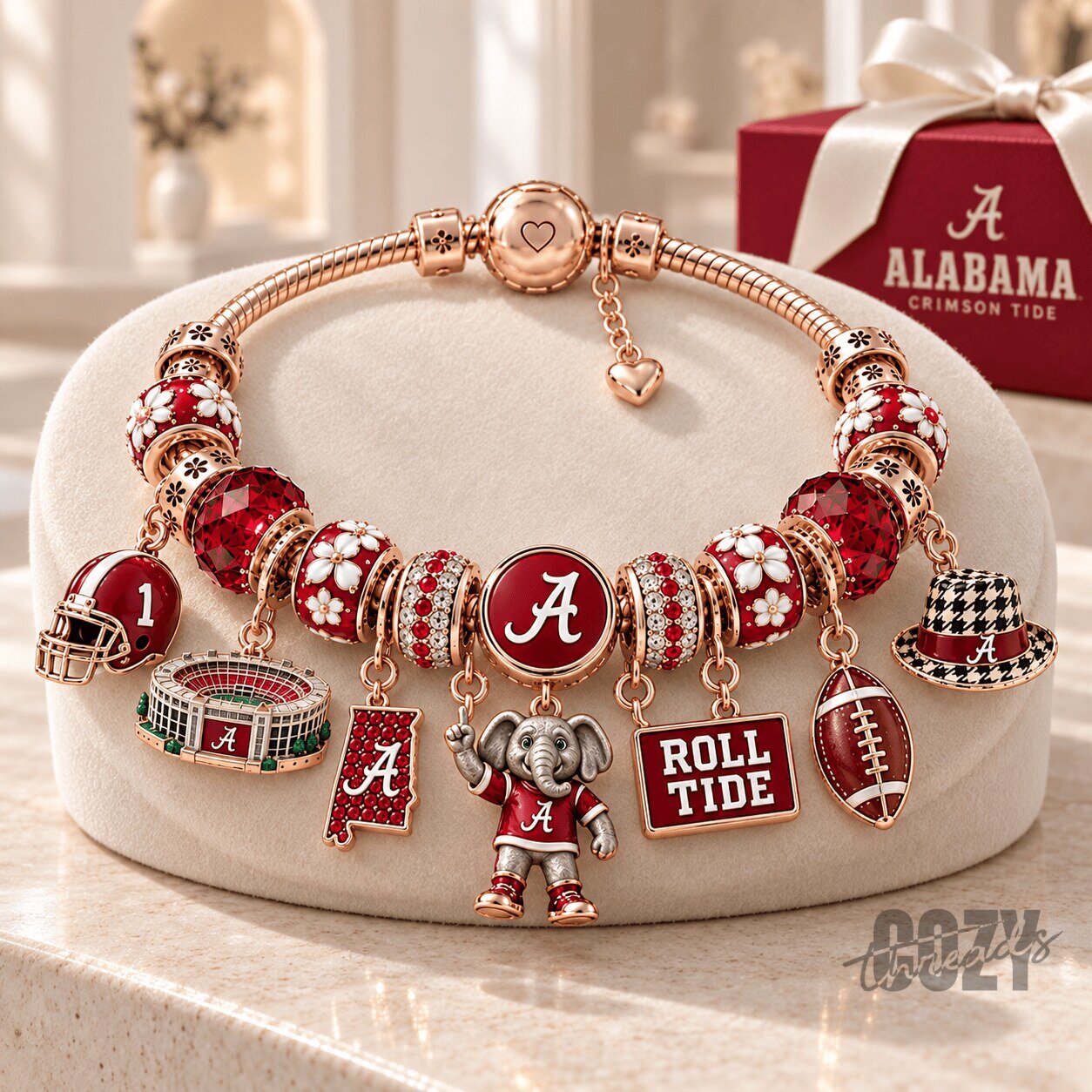 University of Alabama Crimson Tide Football Charm Bracelet