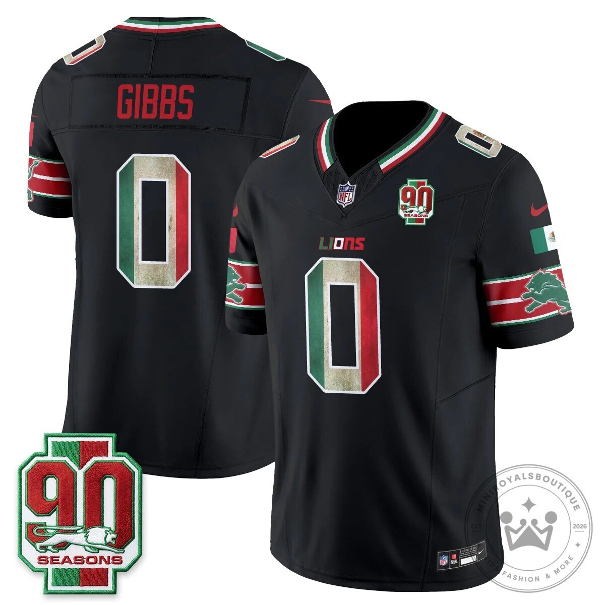 Detroit Lions Jahmyr Gibbs Mexico Edition Black Football Jersey