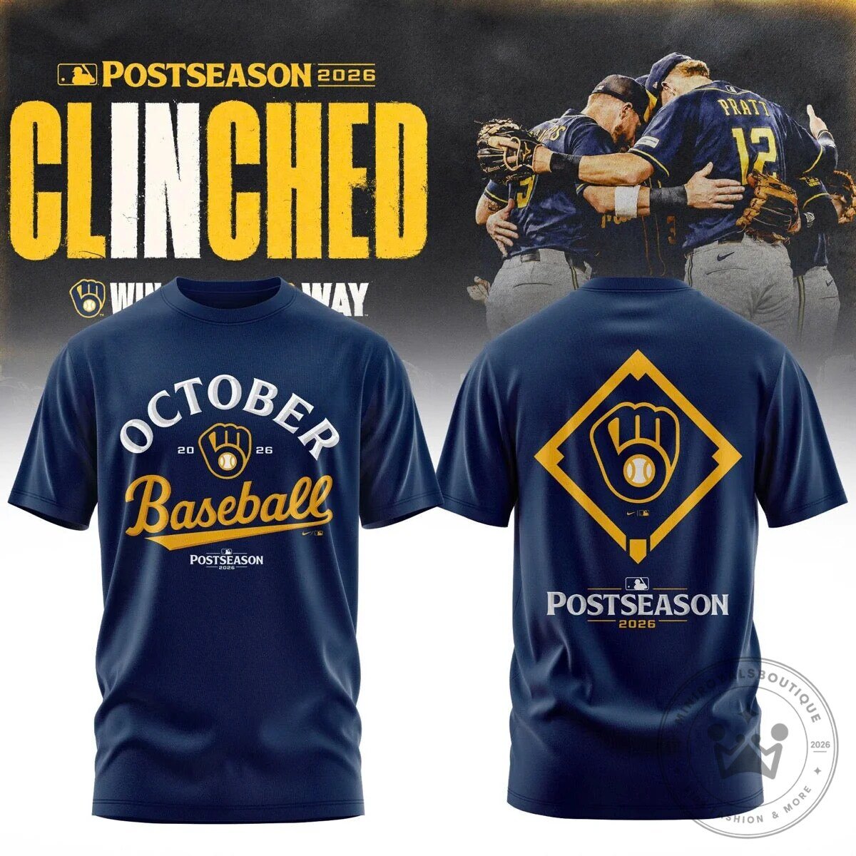 2026 October Baseball T-Shirt for Milwaukee Brewers Postseason Champions 3 2026 October Baseball T-Shirt for Milwaukee Brewers Postseason Champions