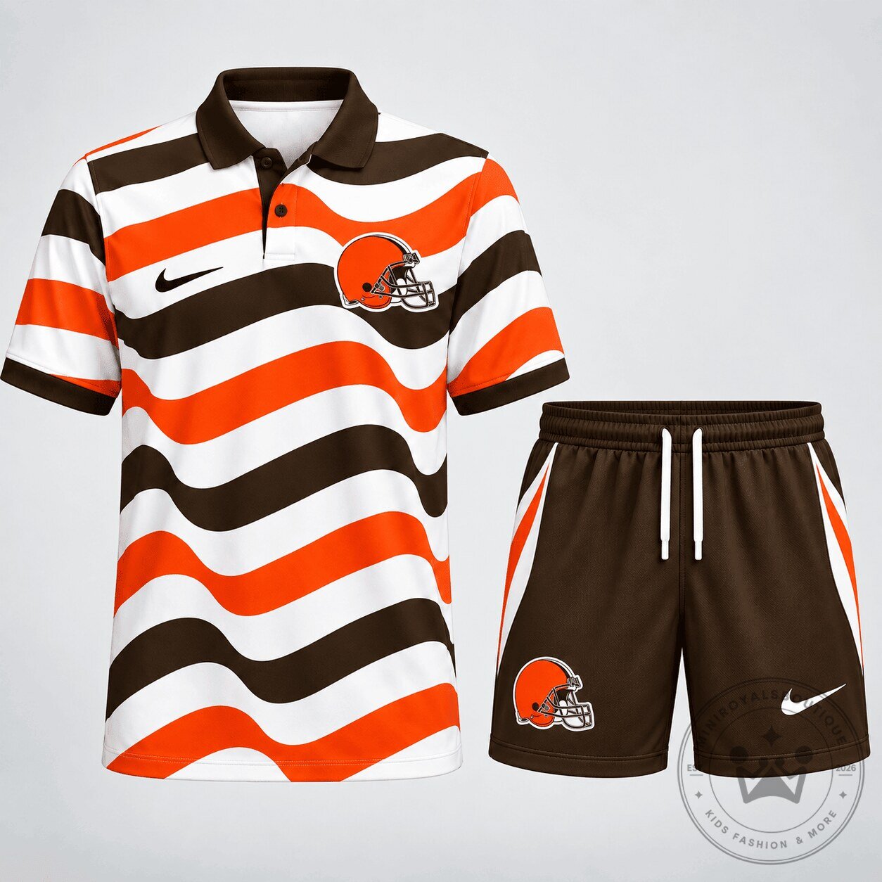 Cleveland Browns Football Team Polo Shirt and Shorts Set