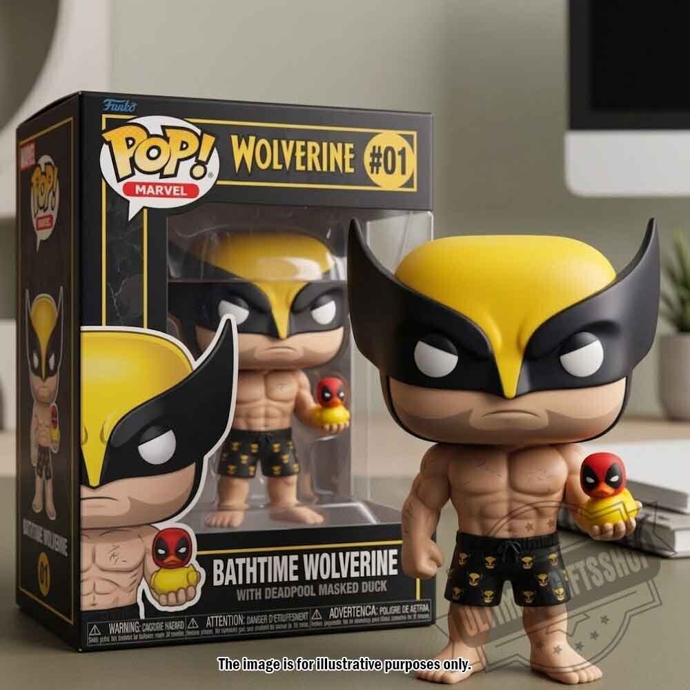 Funko Pop! Bathtime Wolverine #01 with Deadpool Duck Vinyl Figure 3 Funko Pop! Bathtime Wolverine #01 with Deadpool Duck Vinyl Figure