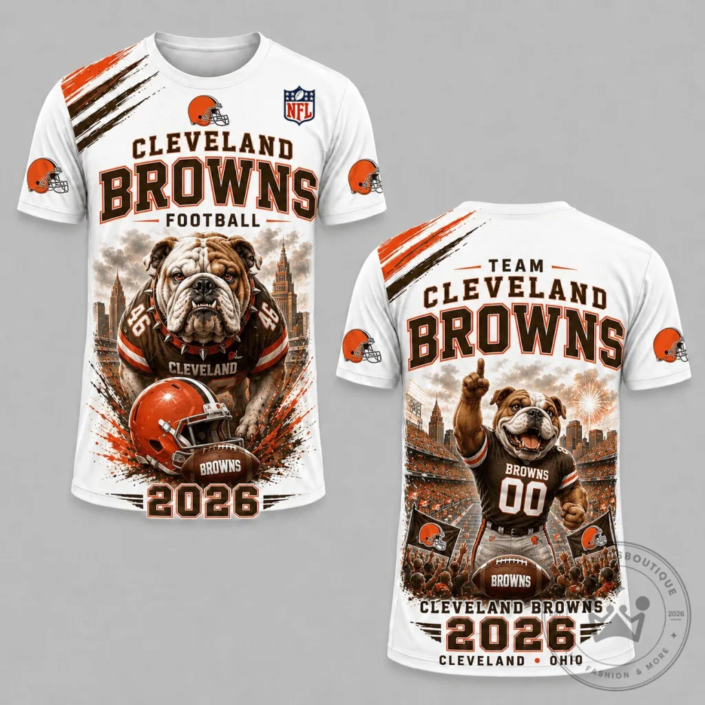 2026 NFL Victory Stampede T-Shirt featuring Cleveland Browns Team Mascot 19 2026 NFL Victory Stampede T-Shirt featuring Cleveland Browns Team Mascot
