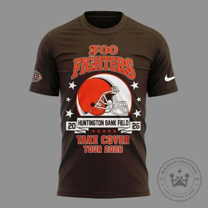 Foo Fighters Cleveland Browns Take Cover Tour 2026 Concert T-Shirt 8 Foo Fighters Cleveland Browns Take Cover Tour 2026 Concert T-Shirt