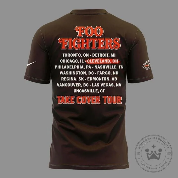 Foo Fighters Cleveland Browns Take Cover Tour 2026 Concert T-Shirt 9 Foo Fighters Cleveland Browns Take Cover Tour 2026 Concert T-Shirt
