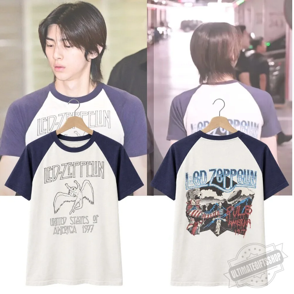 Cortis Juhoon Led Zeppelin 1977 US Tour Raglan Shirt 3 Cortis Juhoon Led Zeppelin 1977 US Tour Raglan Shirt