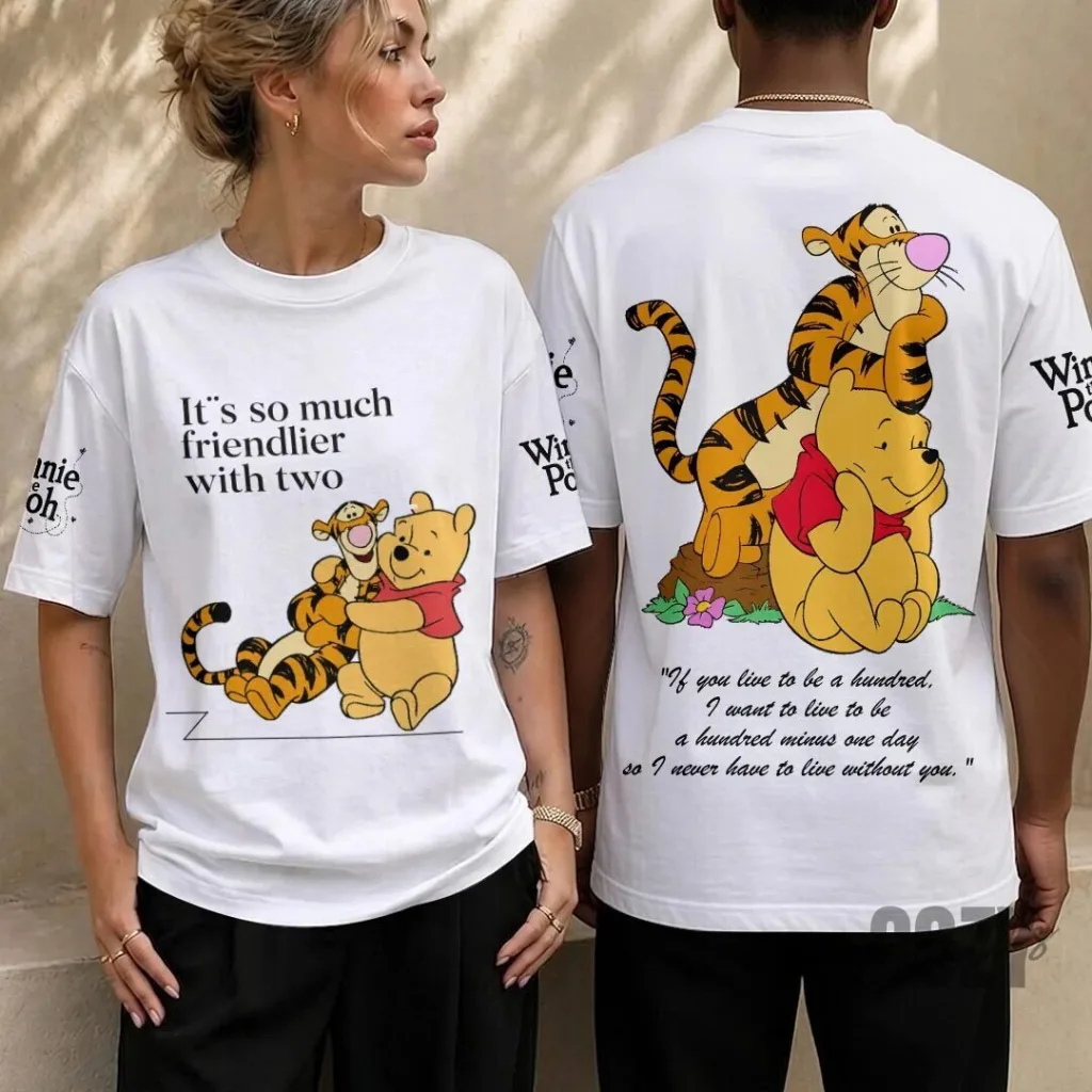 Winnie the Pooh and Tigger Friendship Quote White T-Shirt