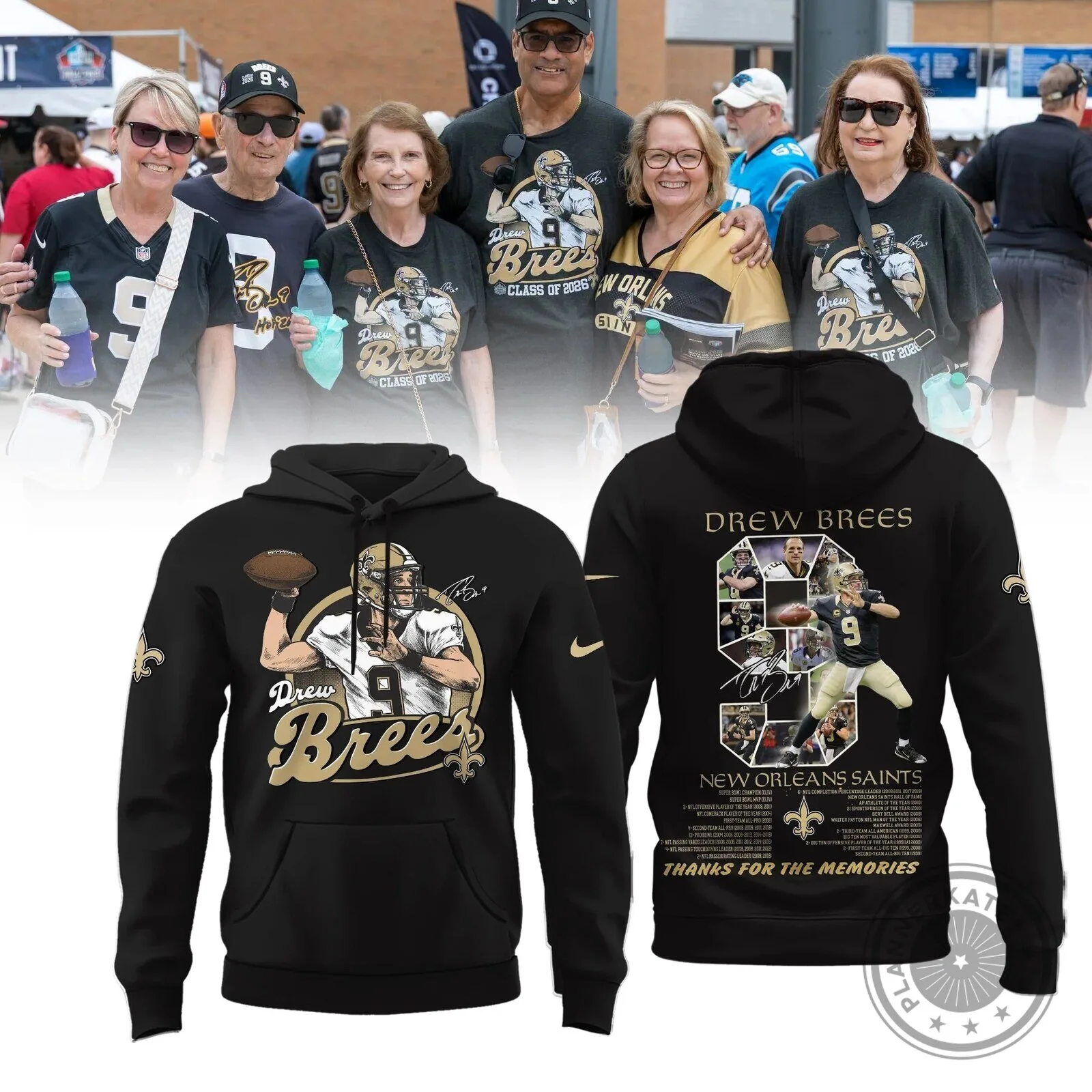 Black Hoodie of Football Legend Drew Brees from the New Orleans Saints