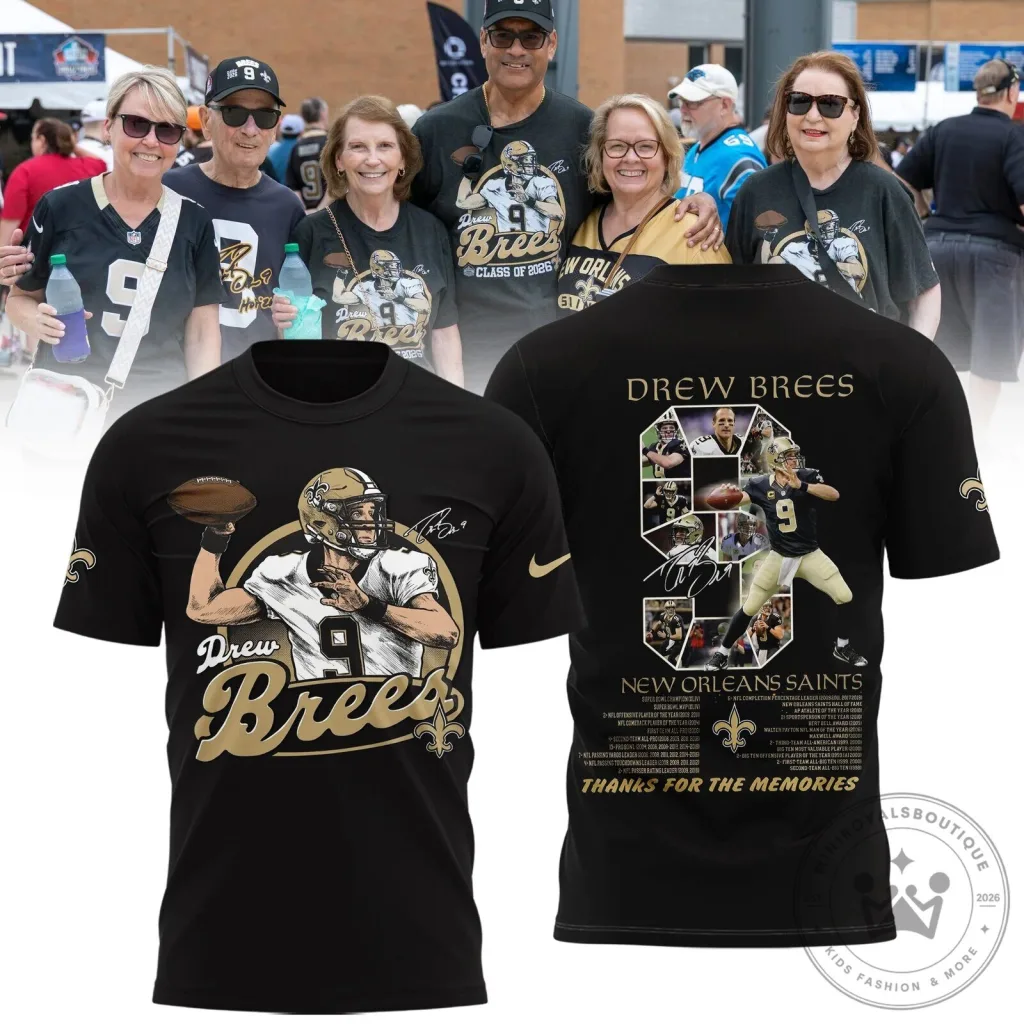 Black T-Shirt of Drew Brees, New Orleans Saints Football Icon Black T-Shirt of Drew Brees, New Orleans Saints Football Icon