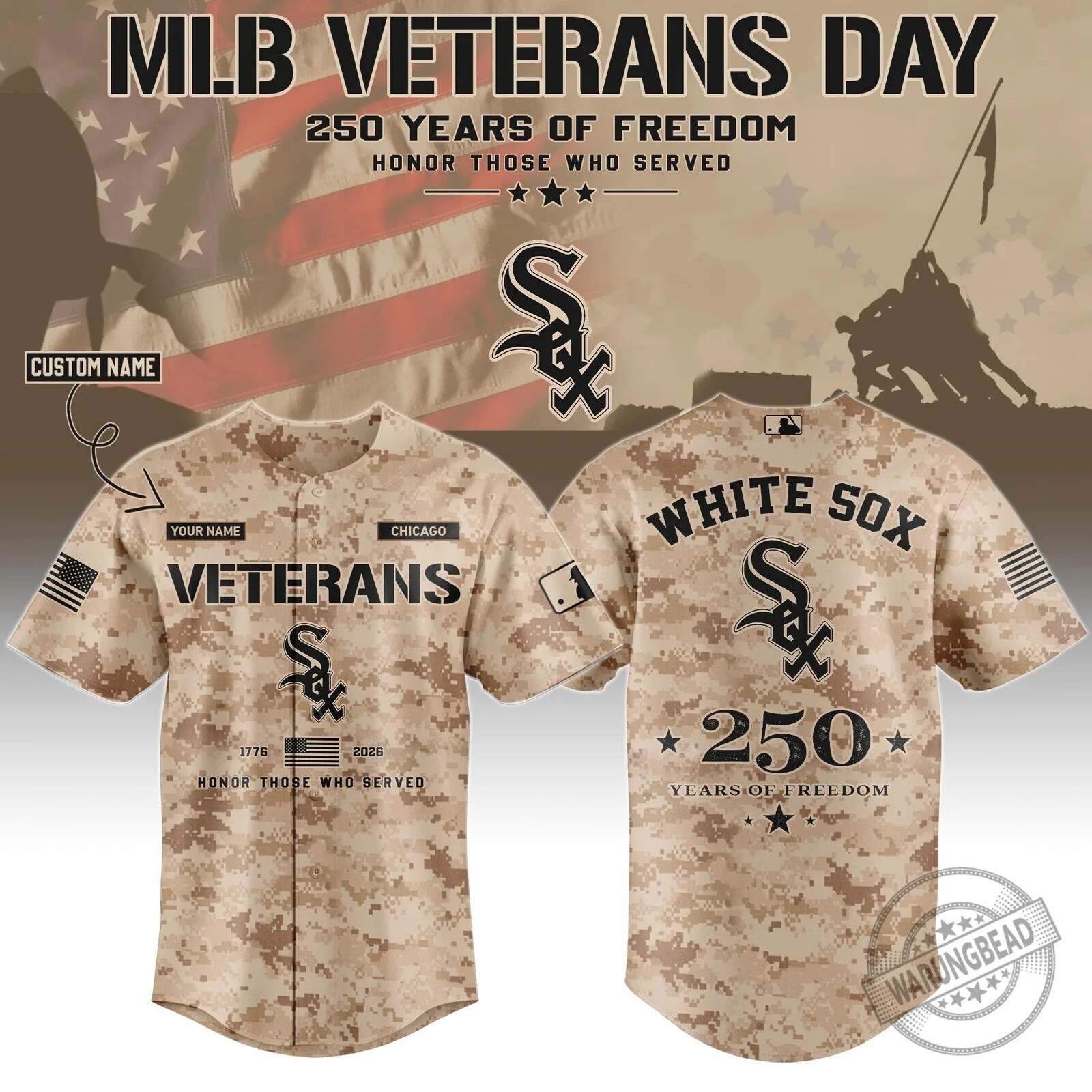 Chicago White Sox MLB Veterans Day 250 Years of Freedom Baseball Jersey