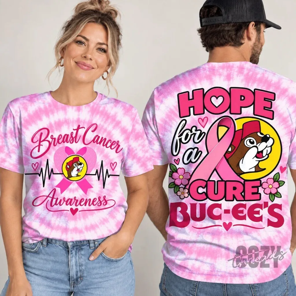 Hope For A Cure Pink Tie-Dye T-Shirt for Breast Cancer Awareness by Buc-ee's