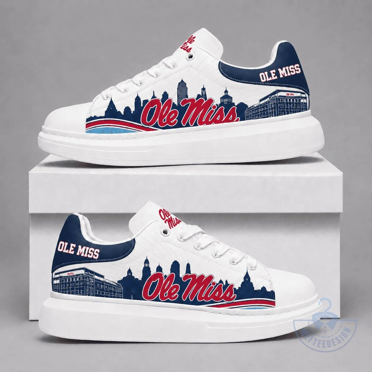 Ole Miss Rebels University of Mississippi Skyline Custom Shoes
