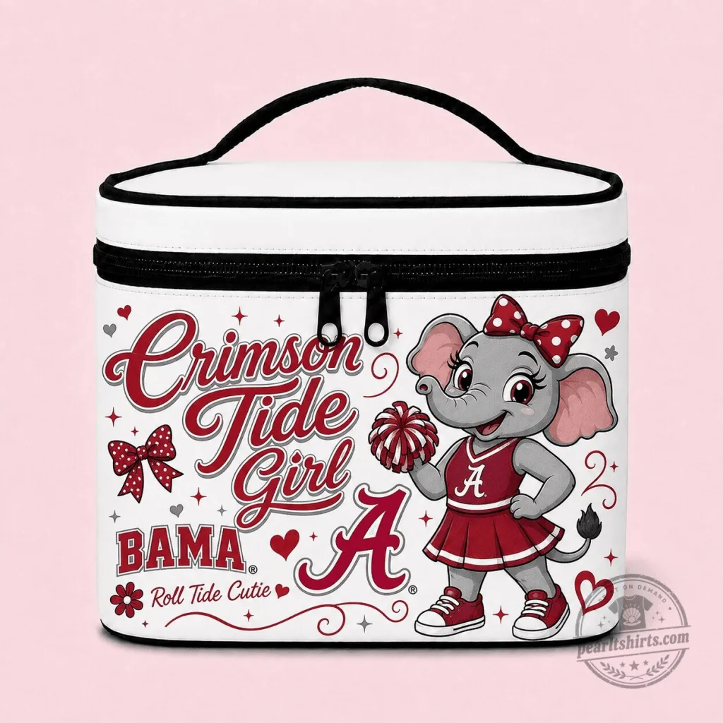 Alabama Crimson Tide Girl Roll Tide Cutie Cosmetic Makeup Bag 24 Alabama Crimson Tide Girl Roll Tide Cutie Cosmetic Makeup Bag