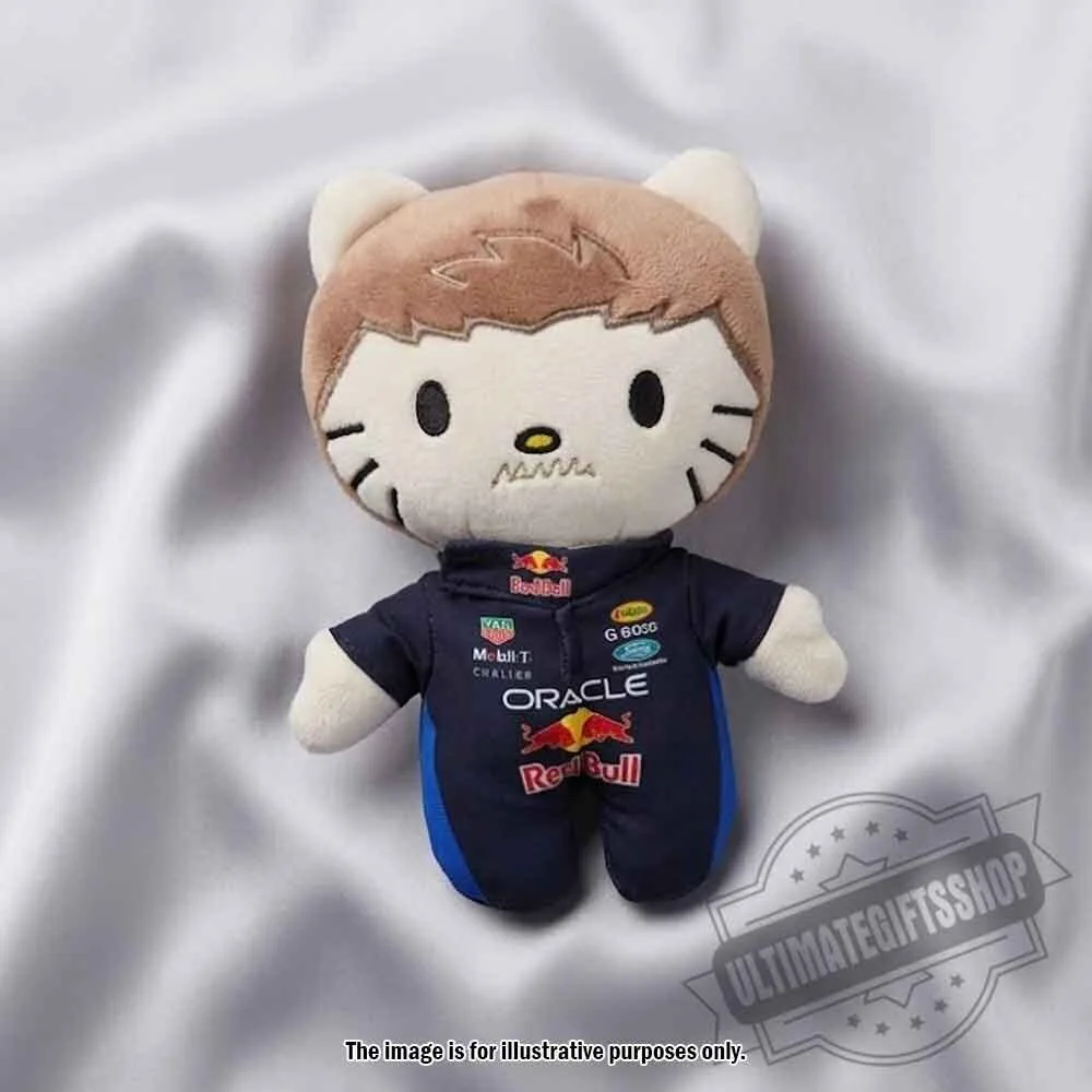 F1 Red Bull Max Verstappen Hello Kitty Plush Toy 3 F1 Red Bull Max Verstappen Hello Kitty Plush Toy