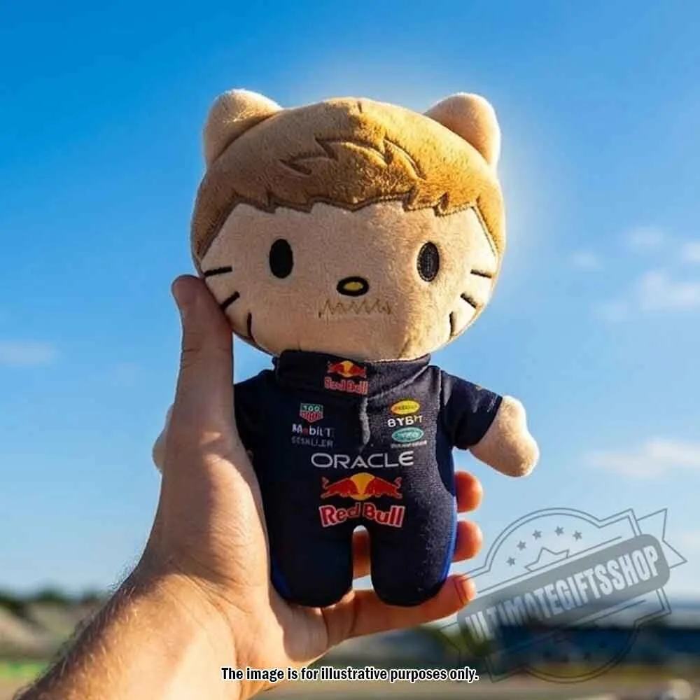 F1 Red Bull Max Verstappen Hello Kitty Plush Toy 4 F1 Red Bull Max Verstappen Hello Kitty Plush Toy