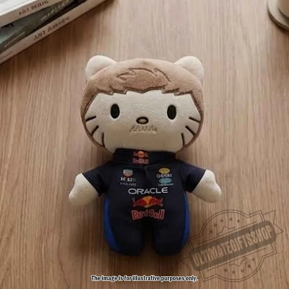 F1 Red Bull Max Verstappen Hello Kitty Plush Toy 5 F1 Red Bull Max Verstappen Hello Kitty Plush Toy