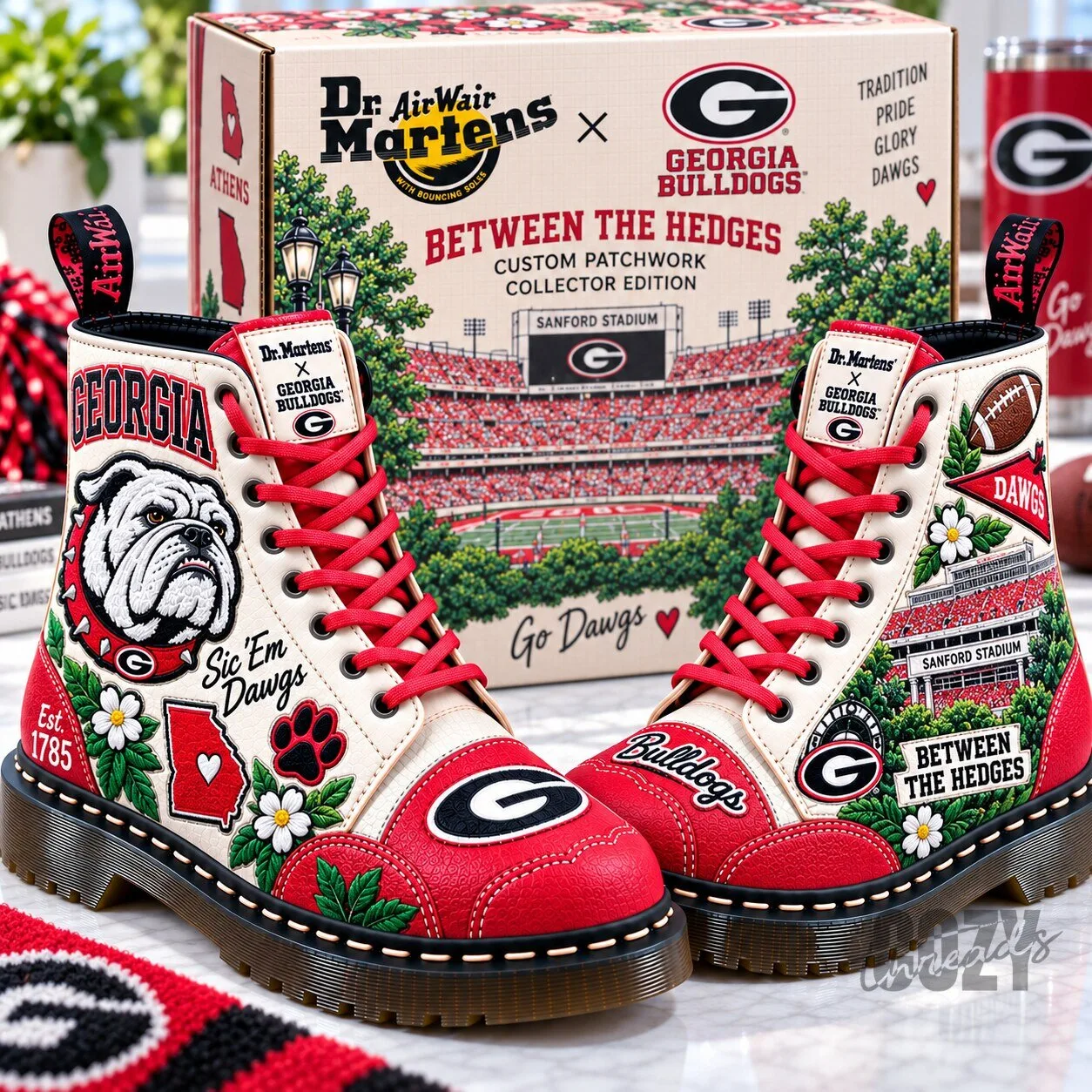 Georgia Bulldogs Dr. Martens Custom Patchwork Collector Edition Boots