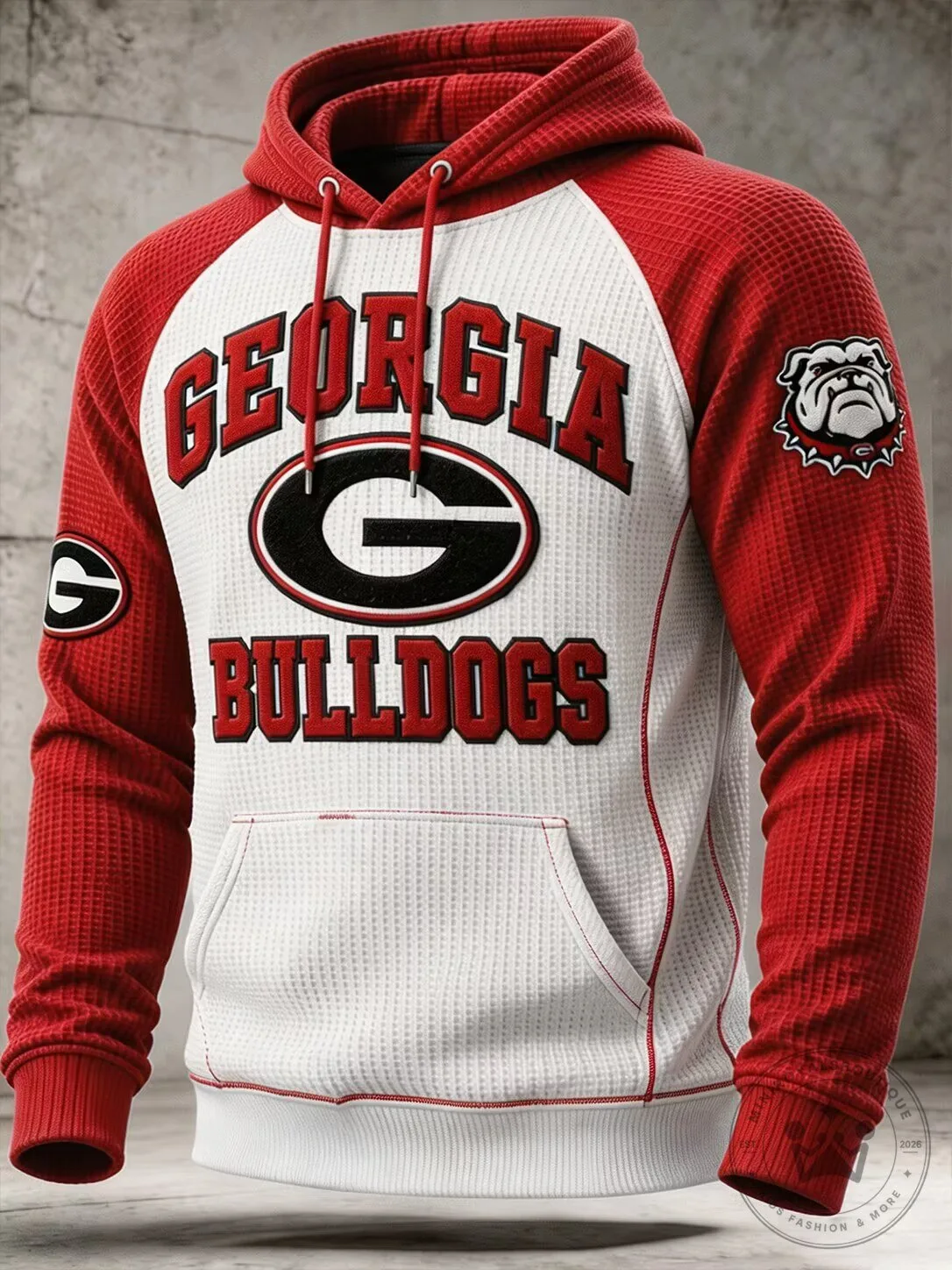 Georgia Bulldogs NCAA College Football Team Logo Red and White Hoodie