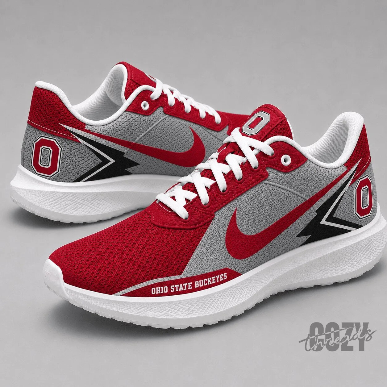 Ohio State Buckeyes Red and Gray Athletic Running Shoes