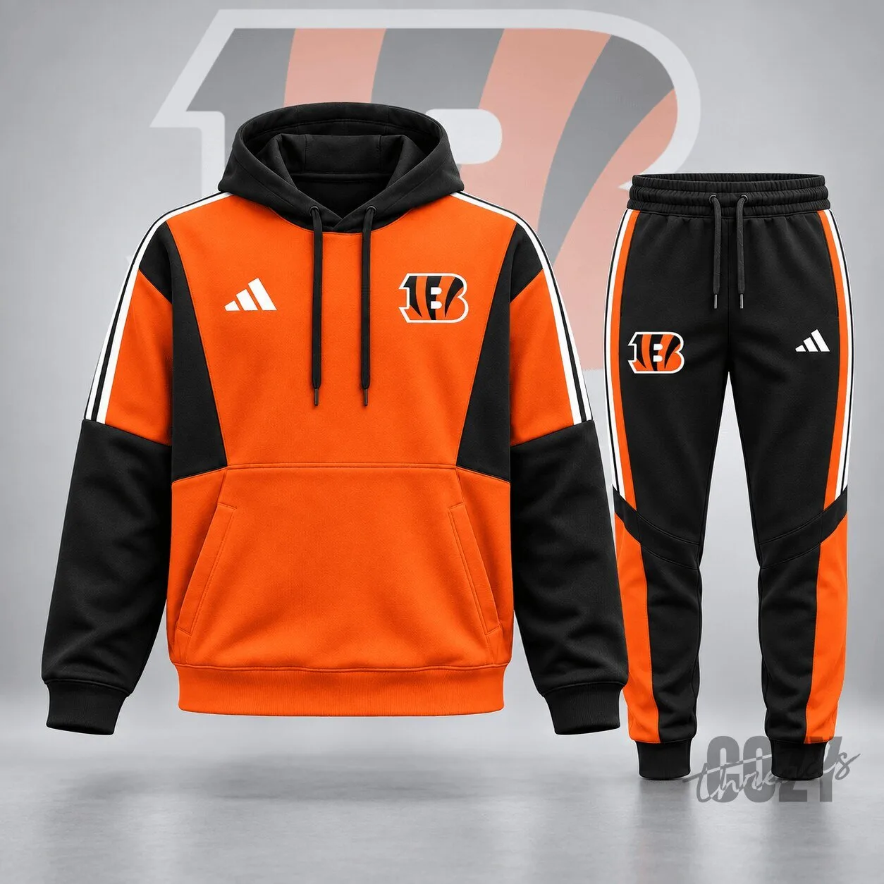 Cincinnati Bengals Football Team Orange and Black Performance Hoodie and Jogger Set