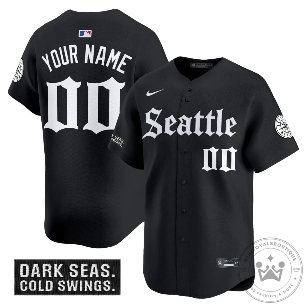 Seattle Mariners Gothic Edition Baseball Jersey in 2 Deep Black Seattle Mariners Gothic Edition Baseball Jersey in 2 Deep Black
