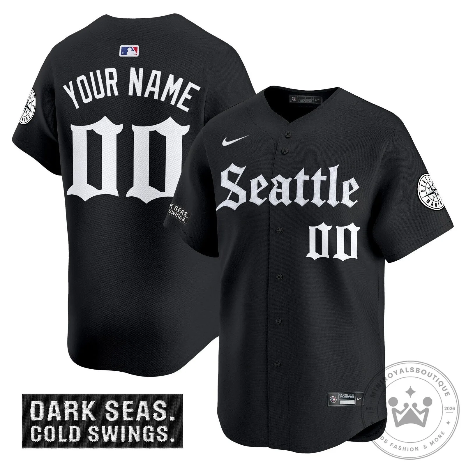 Seattle Mariners Gothic Edition Baseball Jersey in 2 Deep Black