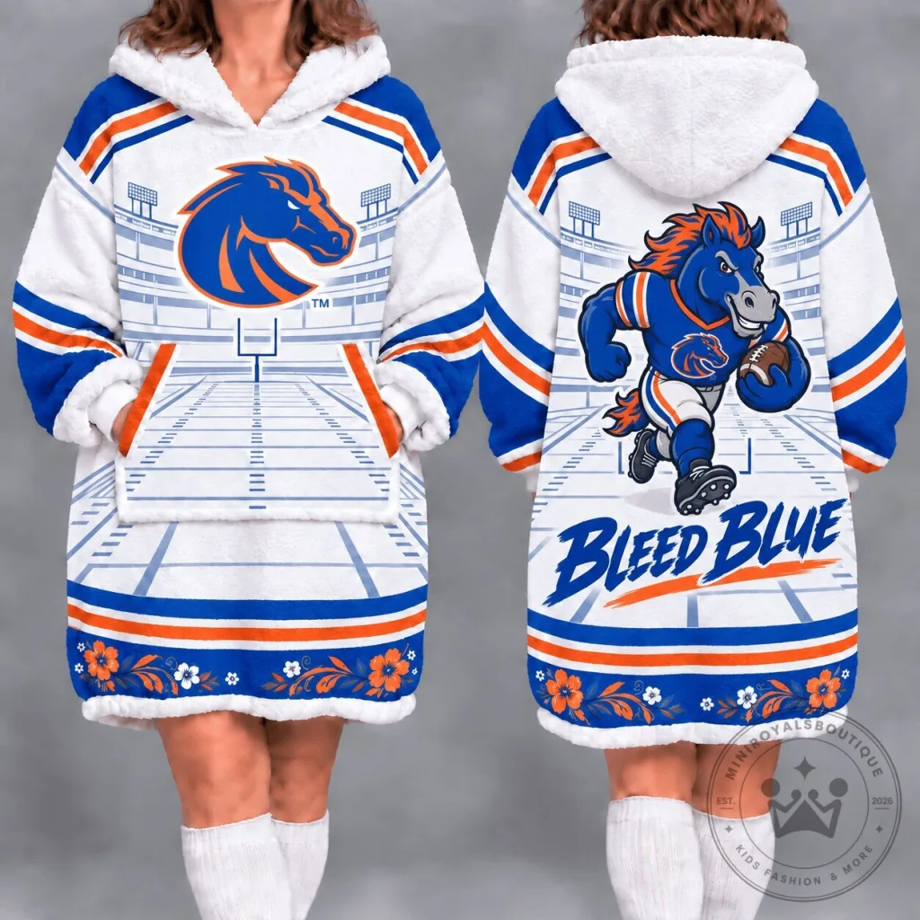 Boise State Broncos Football Team Logo Oversized Sherpa Blanket Hoodie Boise State Broncos Football Team Logo Oversized Sherpa Blanket Hoodie