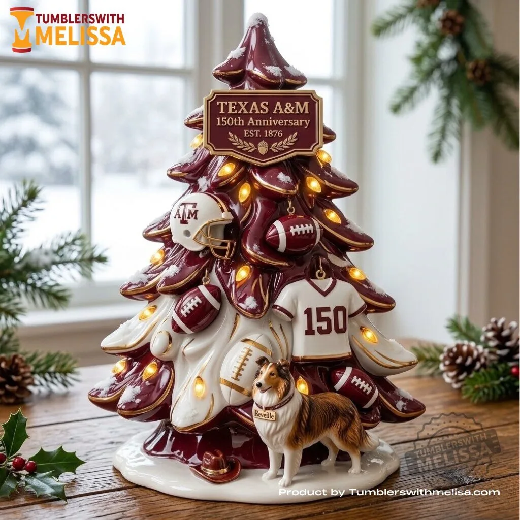 Texas A&M Aggies 150th Anniversary Light Up Ceramic Tabletop Christmas Tree 2 Texas A&M Aggies 150th Anniversary Light Up Ceramic Tabletop Christmas Tree premium quality collectible or lifestyle product for everyday use