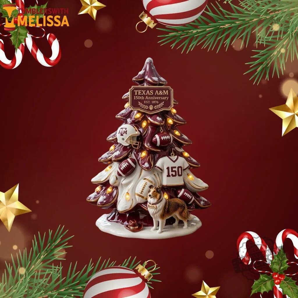 Texas A&M Aggies 150th Anniversary Light Up Ceramic Tabletop Christmas Tree 3 Texas A&M Aggies 150th Anniversary Light Up Ceramic Tabletop Christmas Tree premium quality collectible or lifestyle product for everyday use