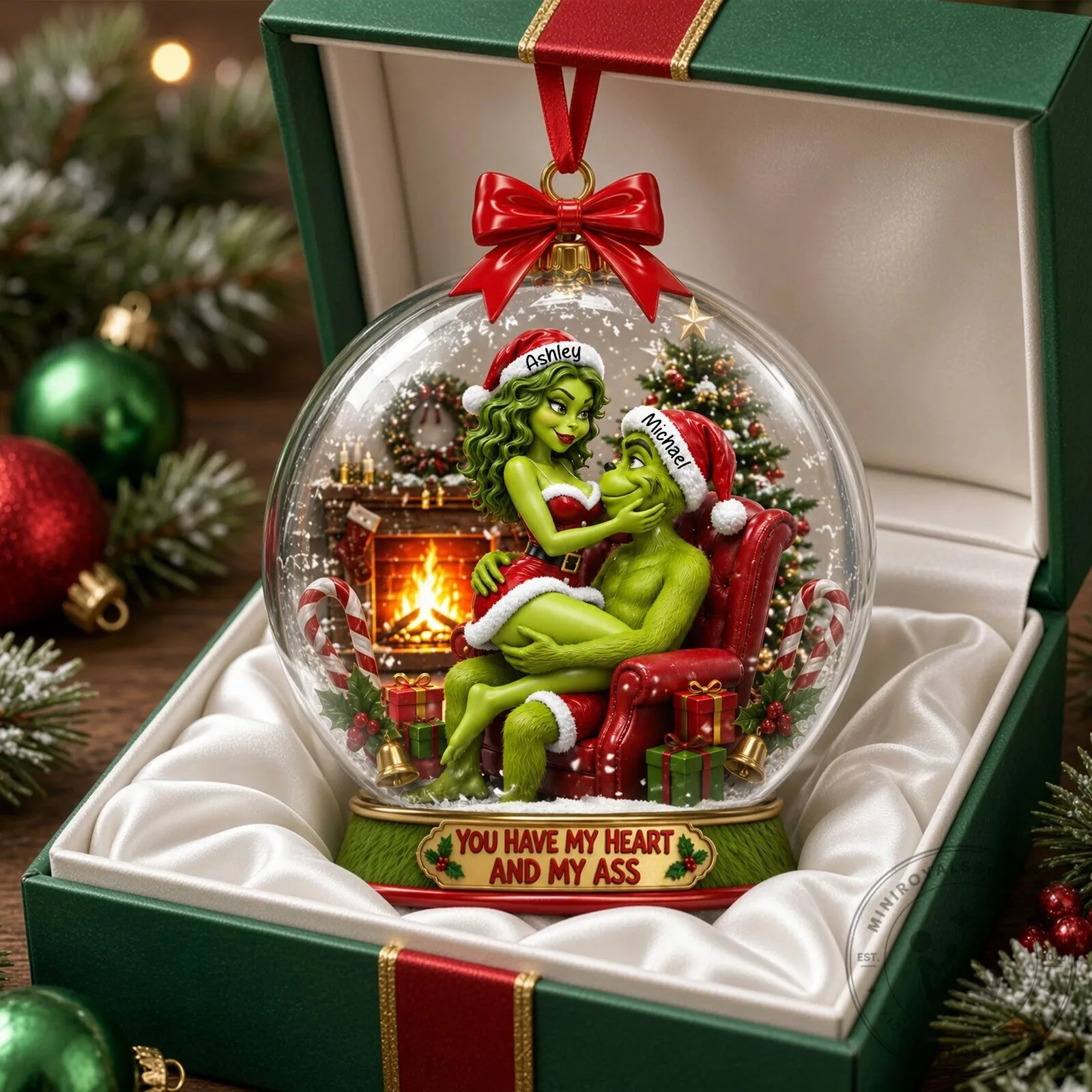 Grinch And Cindy Lou Who Christmas Couple Ornament Personalized Gift