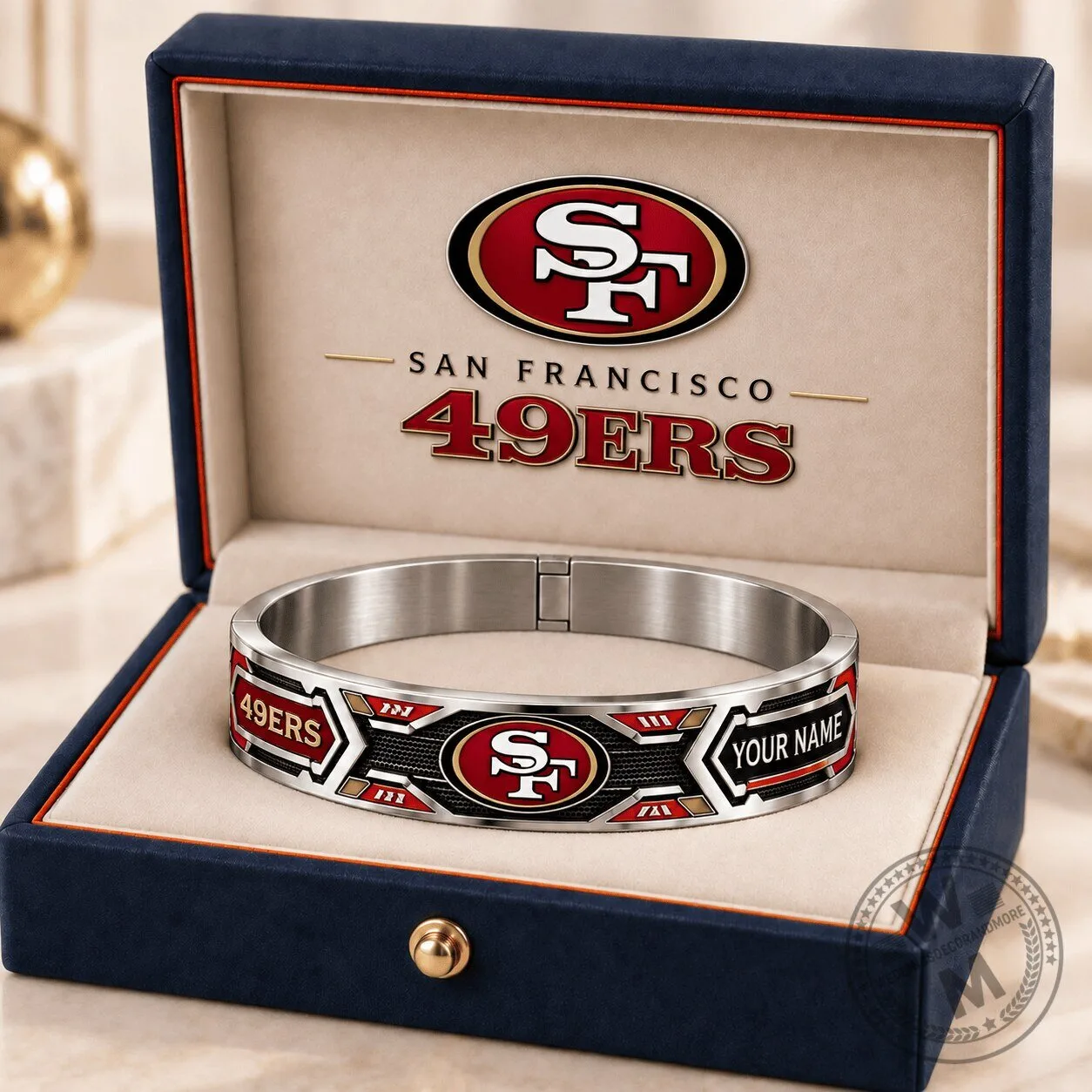 San Francisco 49ers NFL Custom Name Stainless Steel Bracelet