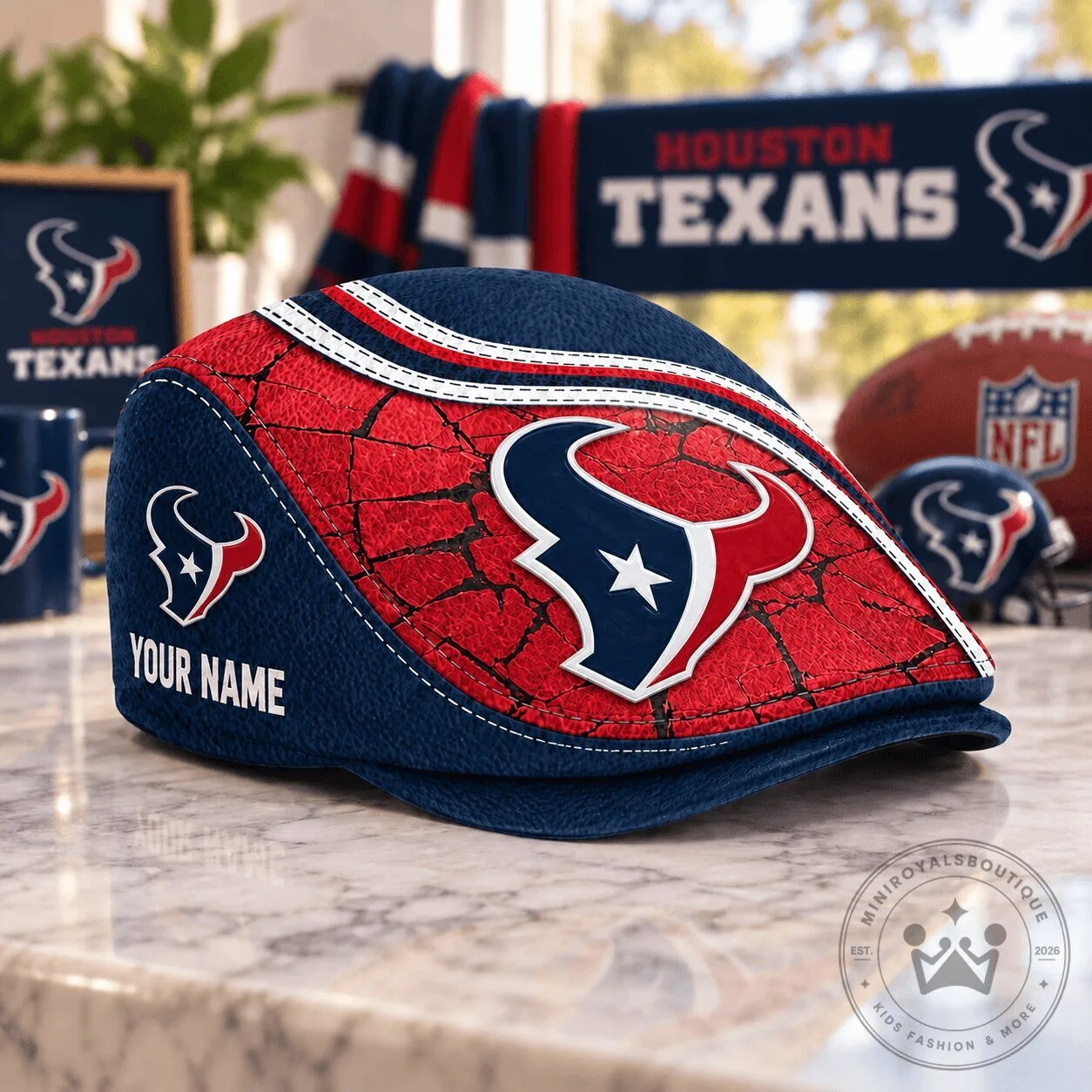 Houston Texans NFL Personalized Golf Flat Cap Hat