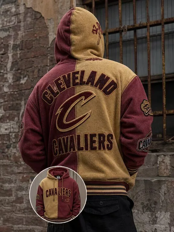 Cleveland Cavaliers Two-Tone Embroidered Basketball Team Hoodie