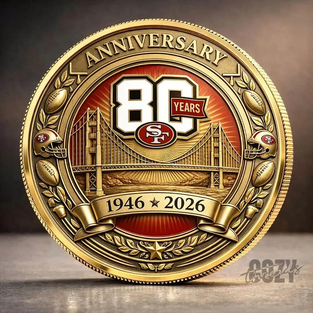 San Francisco 49ers 80th Anniversary Commemorative Golden Gate Bridge Coin 1 San Francisco 49ers 80th Anniversary Commemorative Golden Gate Bridge Coin